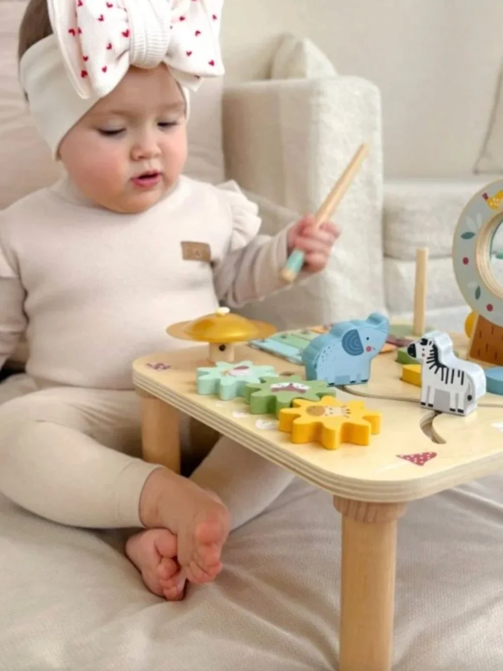 Montessori Wooden Activity Table Baby Learning Toy Busy Board New